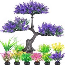 Large Aquarium Fish Tank 10pc Artificial Plants | Ornament | Purple Tree | Grass