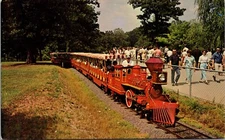 Postcard Zooline Miniature Railroad Train Forest Park in Saint Louis, Missouri