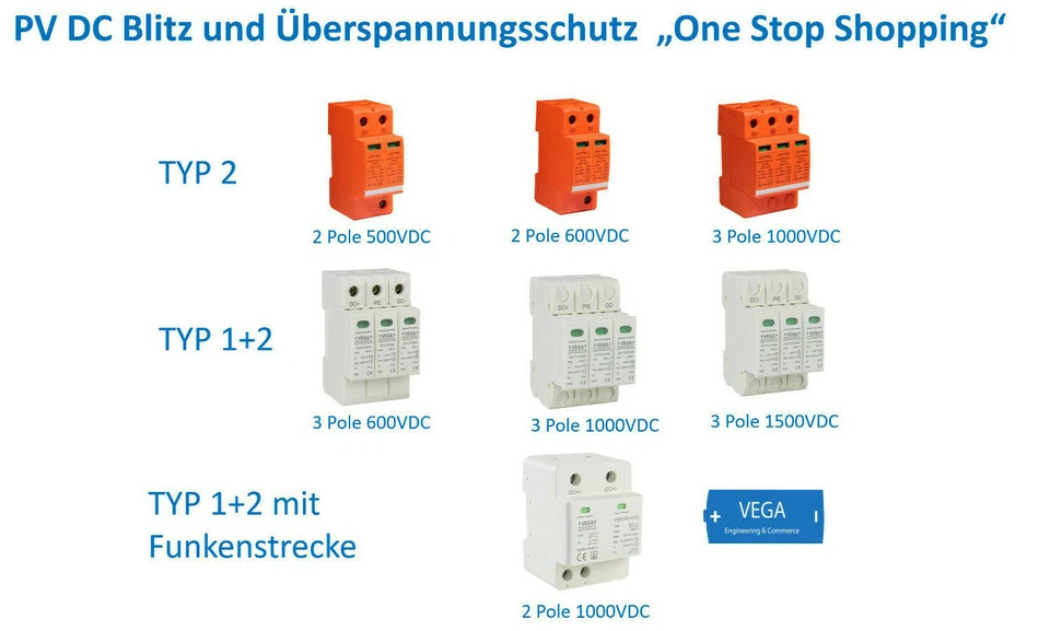Überspannungsschutz Blitzschutz PV  / 500 600 1000V DC / 2&3 Polig /Typ2 /Typ1+2 - Bild 3 von 4
