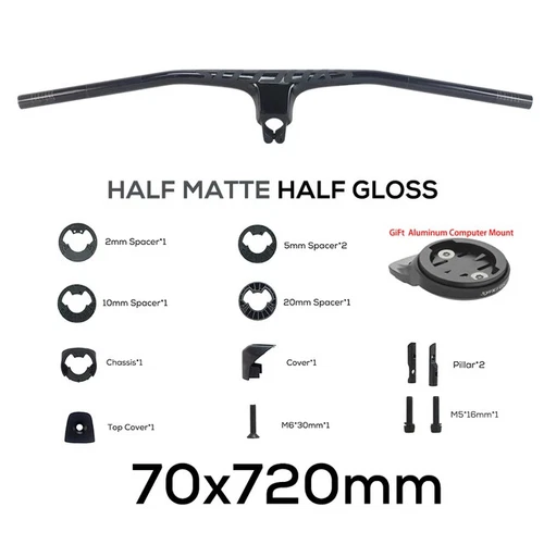-20° Manillar Integrado de Fibra de Carbono Completa Bicicleta MTB 70/80/90/100mm*680-740mm - Imagen 28 de 44