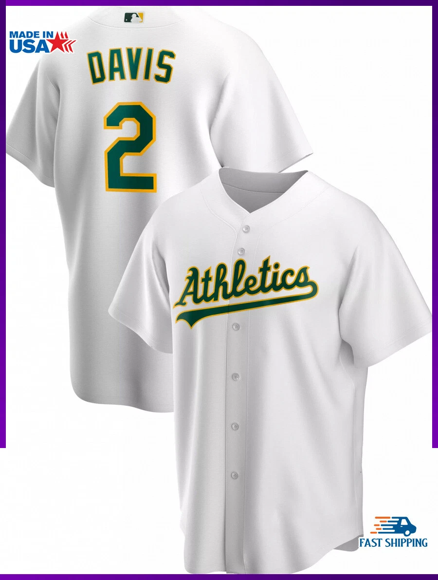 Number 2 Khris Davis Oakland Athletics White Cool Base Jersey Fan