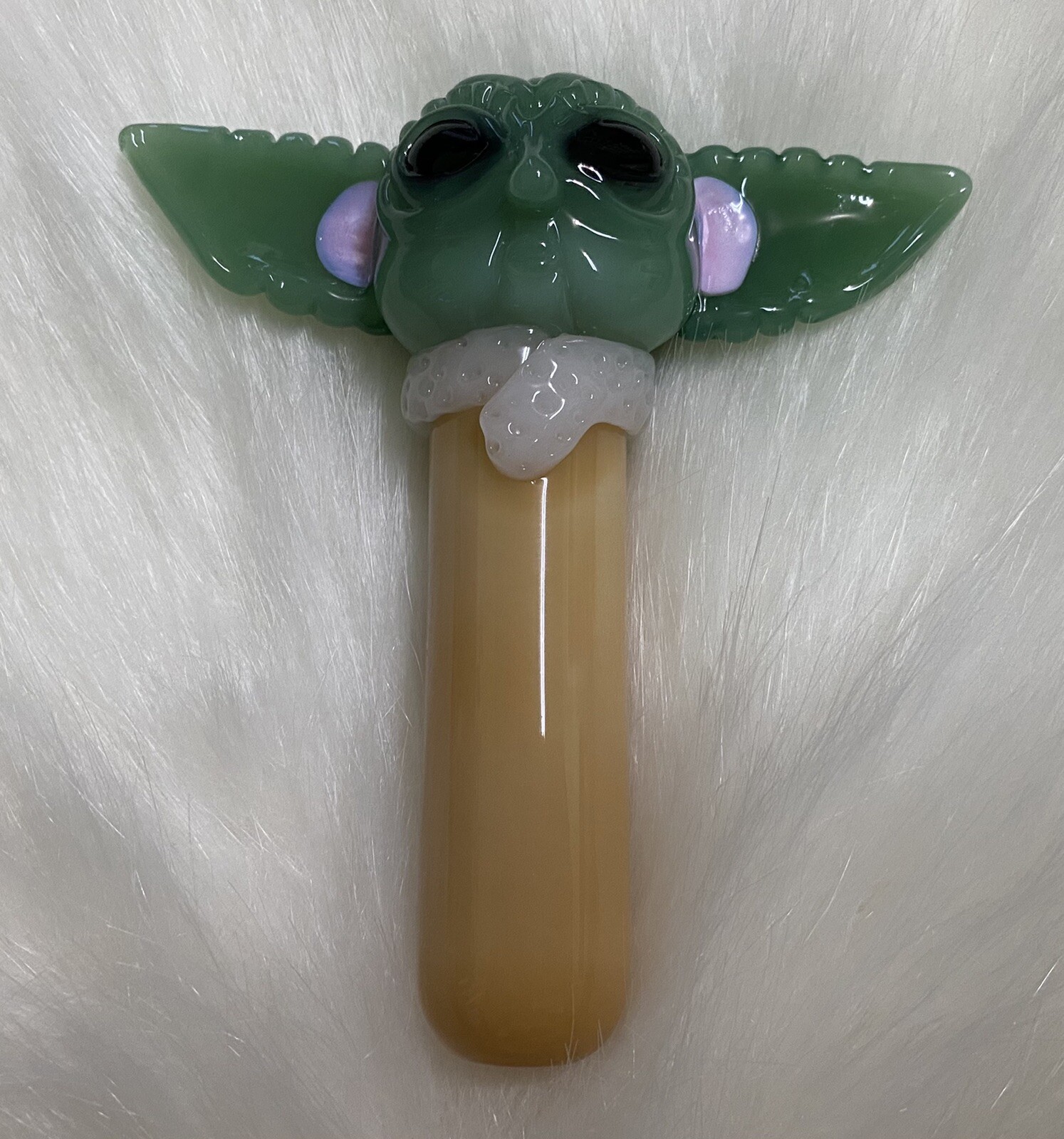Medallion Yoda Jaded Color Glass  - Tobacco Hand Pipe- High Quality Pipe