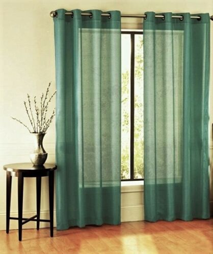 2PC GROMMET SOLID VOILE SHEER PANEL WINDOW CURTAIN TREATMENT DRAPE NEW DECOR - Picture 9 of 28