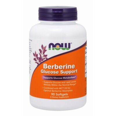 NOW Foods Berberine Glucose  Metabolism Support 90 gels 400mg MCT C10 12/27EXP
