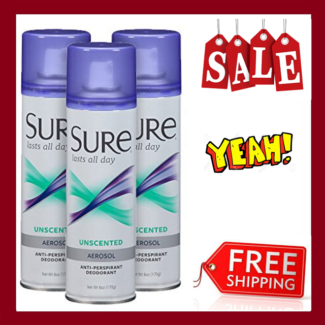 NEW SURE,Antiperspirant Deodorant,Spray,Unscented,All Day Confidence,6