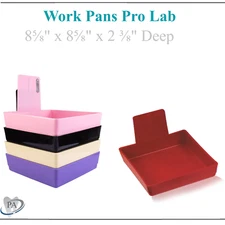 8/Box Large Dental Lab Pans 8 5/8 x 8 5/8 x 2 Plastic With Stainless Steel Clip