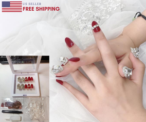 24pcs Fakenail Tips With Glue Diy Water Nails Acrylic Reusable Fashion Manicure Ebay