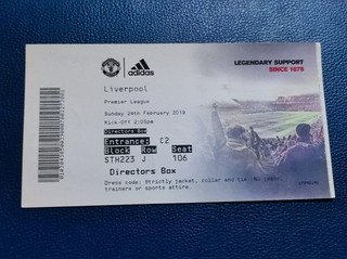 Manchester United vs Liverpool Ticket 2019 Premier League Directors Box