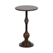 Rawlings Traditional Wood and Metal Round Side Table, 14 x 24, Dark Brown and...