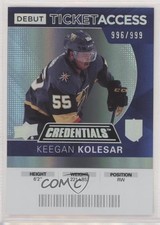 2021 Upper Deck Credentials 2020-21 Debut Ticket Access /999 Keegan Kolesar 1k9