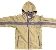 COLUMBIA YOUTH S/SMALL GREEN RAIN COAT/JACKET w/ HOOD  ZIPPER  SON OUTGREW