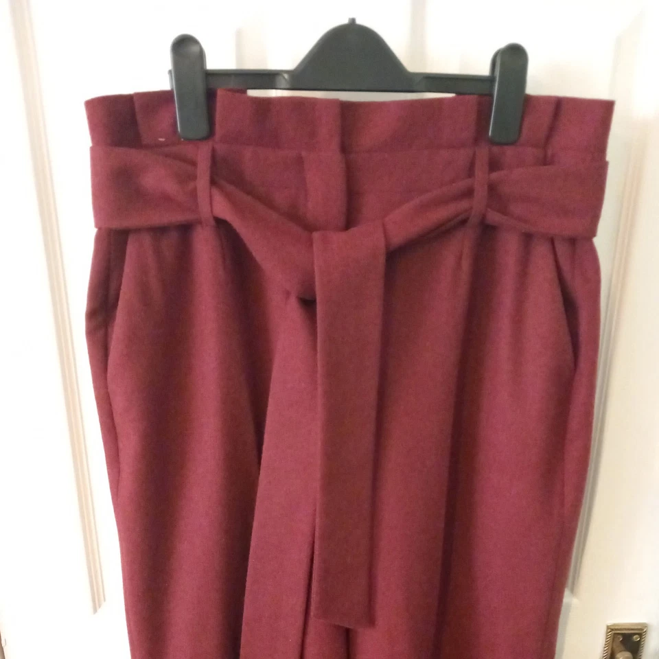 BODEN Rosemoor Paperbag Wool Winter Wide Leg Red Trousers T0240 SIZE UK 14R VGC - Image 2 of 4