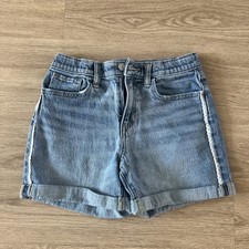 OLD NAVY GIRLS DENIM SHORTS ROLLED CUFF LACE SIZE 14 ADJUSTABLE WAIST EUC