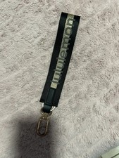 Hello Kitty Black Fabric Wristlet Key Chain Strap w/ Metal Clip, Logo Accent