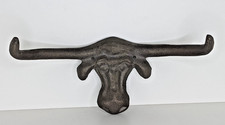 Longhorn Bull Steer Wall Hook Coat Hat Hanger Rustic 10" Wide
