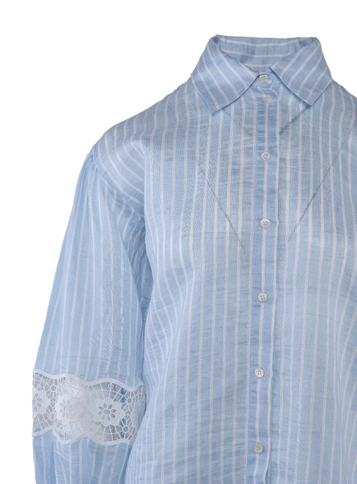 Sandro Paris Women's Shirt Size 2 / M Striped Linen SFPCM01128 RRP: 215 Eur - Image 4 of 4