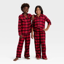 Kids Plaid Flannel Matching Family Pajama Set Wondershop Red Black 8 Medium