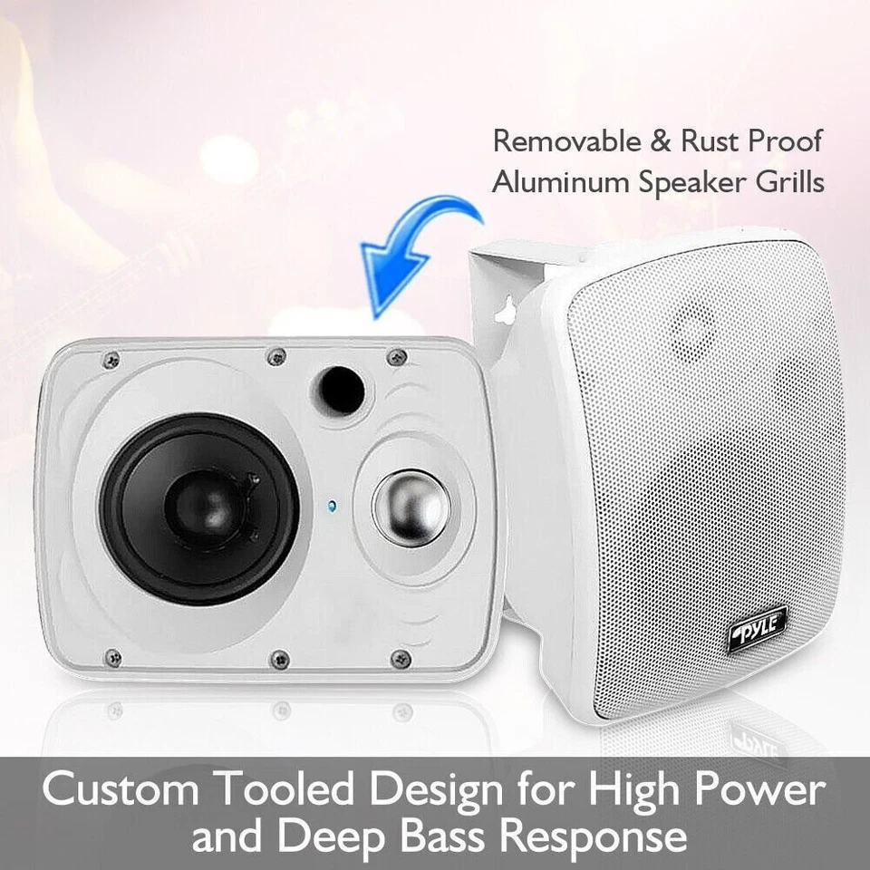 Pyle Waterproof & Bluetooth 6.5'' Indoor /Outdoor Speaker System White PDWR64BTW - Image 4 of 4