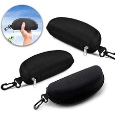 Solid Zippered Glasses Case Sunglasses Box with Plastic Buckle Hook for Cycling