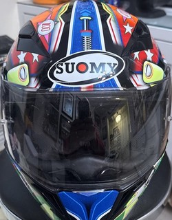 Rare Suomy Pinball Design Full Face Motorcycle Helmet With Sun Shade Size Med EX