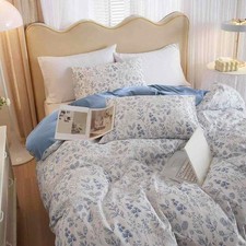 Floral Queen Size Duvet Cover Set- 3 Pcs Blue and White Flower Printed Pattern