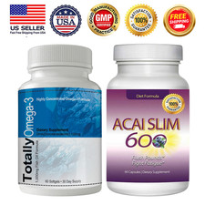Omega- 3 Fish Oil 1000mg Cardiovascular Health  Acai Berry Weight Loss Pills