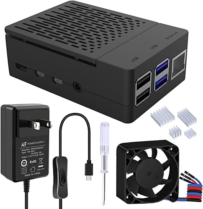 Case for Raspberry Pi 4 with 5V 3.6A USB-C PSE Certified Adapter FROM JAPAN