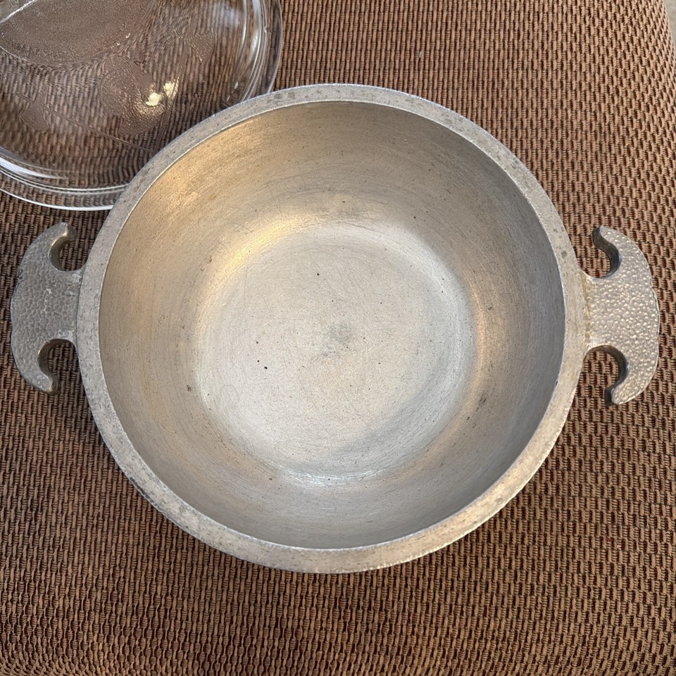 Vintage Guardian Service Round Casserole Cast Aluminum Etched Glass Lid ...