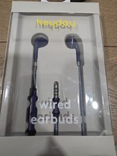 heyday Wired Earbuds In-Ear Headphones 3.5mm Aux Mic Remote Blue New in Box