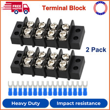 Terminal Block 2 Pack 4 Circuits 20-30A 200v-450v Dual Row Screw Terminals Strip