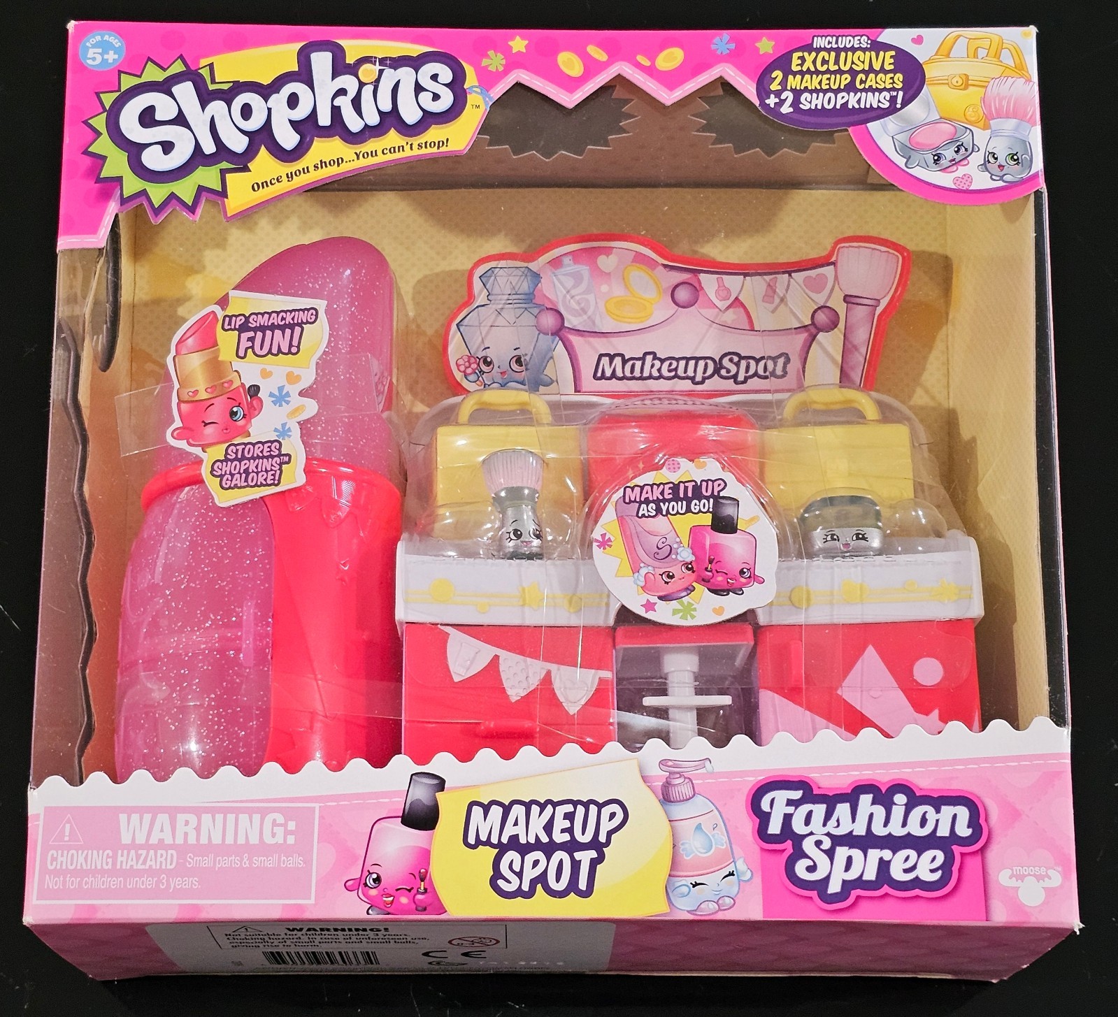 NEW SHOPKINS  Fashion Spree Makeup Spot Playset + 2 Exclusive Shopkins
