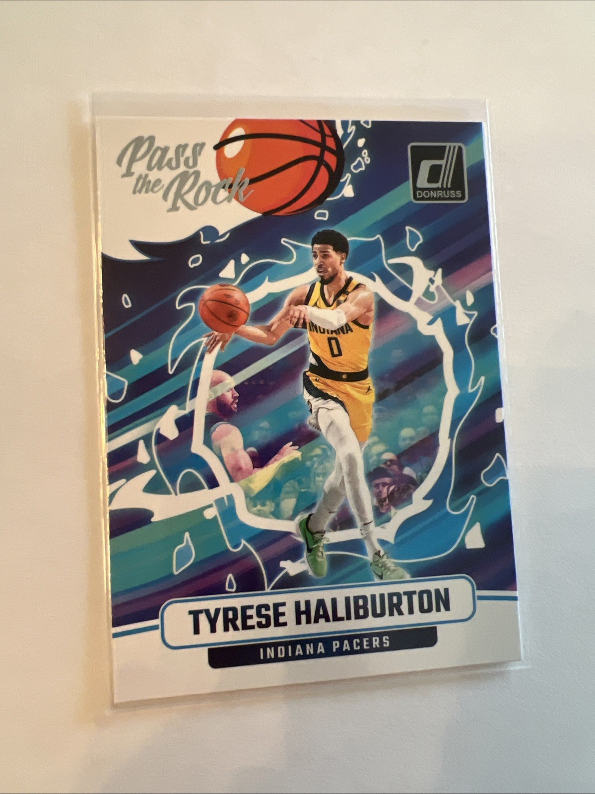 Tyrese Haliburton #2 Basketball Cards 2024 Panini Donruss Pass the Rock trading card — raw and PSA graded price guide