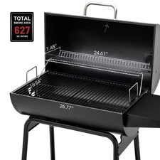 Royal Gourmet CC1830 30 Inch Barrel Charcoal Grill with Side Table, Outdoor BBQ 
