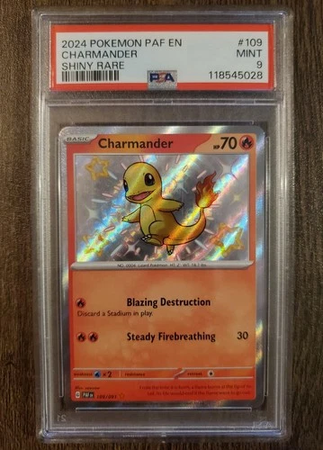 2024 POKEMON PAF EN-PALDEAN FATES SHINY RARE #109 CHARMANDER PSA 9