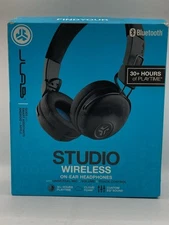 JLab Studio On-Ear Wireless Bluetooth Headphones - Black - Cleaned
