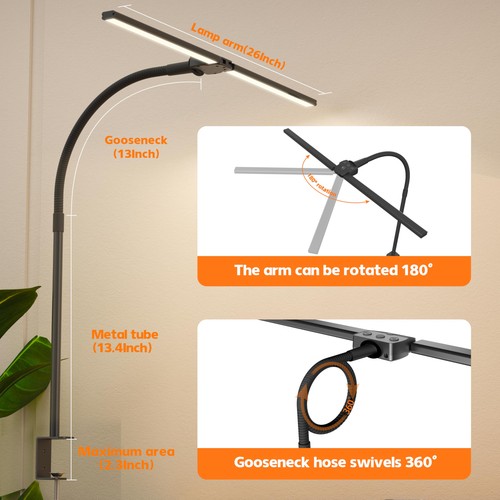 Schreibtischlampe Home Office, 15W Dual Screen Monitorleuchte mit Klemme, verstellbar Goo... - Bild 4 von 7