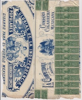 MEXICO Tobacco Tax Stamps used on wrapper (L1317)