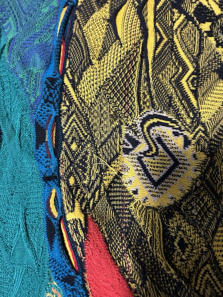 Coogi Sweater Mens XXL 2XL Light Multicolor 3D Knit Cotton Vintage 90s Australia - Image 4 of 4