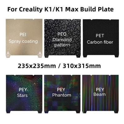 Creality K1/K1C/K1 Max Bauplatte 235x235/310x315 mm PEI PET PEO Stahlblech