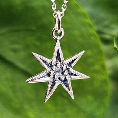 Elven Star Pendant Heptagram Magical 925 Sterling Silver 18'' Necklace Jewellery
