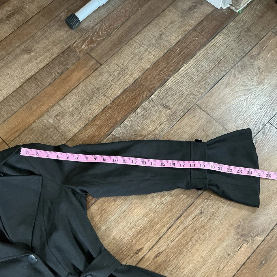 Gabardina negra con cinturón White House Black Market para mujer talla M puño acampanado #91125 Foto 4 de 4