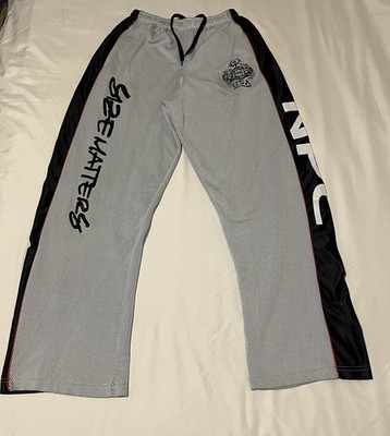Y2K NPC USA Body Building Athletic Pants Black Sz S Short Size Matters Gray