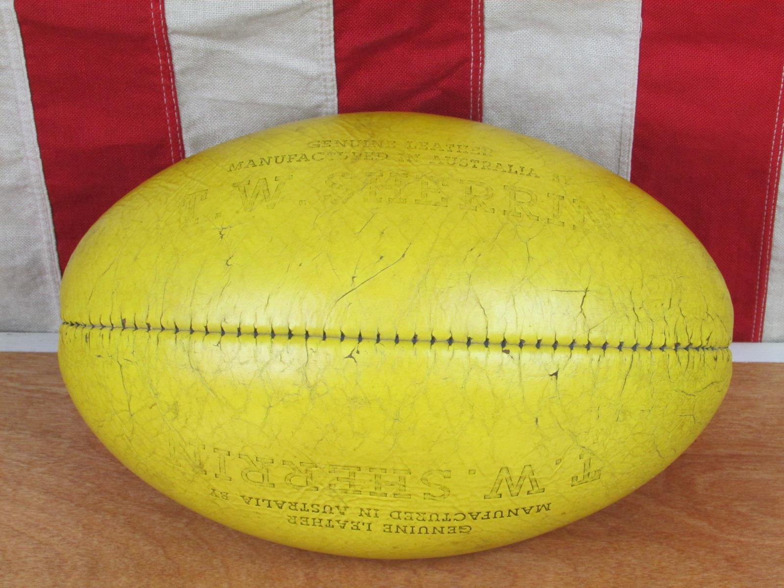 Vintage 1950s Sherrin Yellow Leather Match Rugby Ball Laces Australian