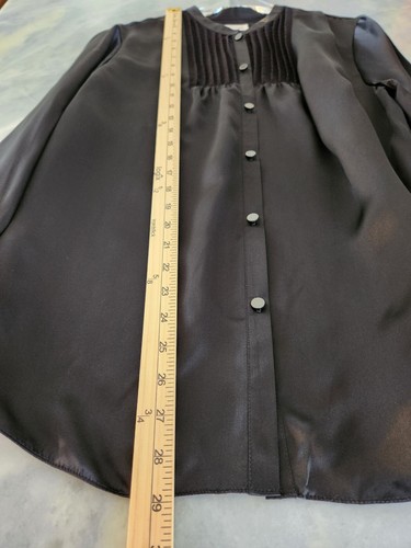 Isaac Mizrahi X Target Seidenmischung Smoking Bluse XL schwarz Falten französische Manschetten - Bild 9 von 11