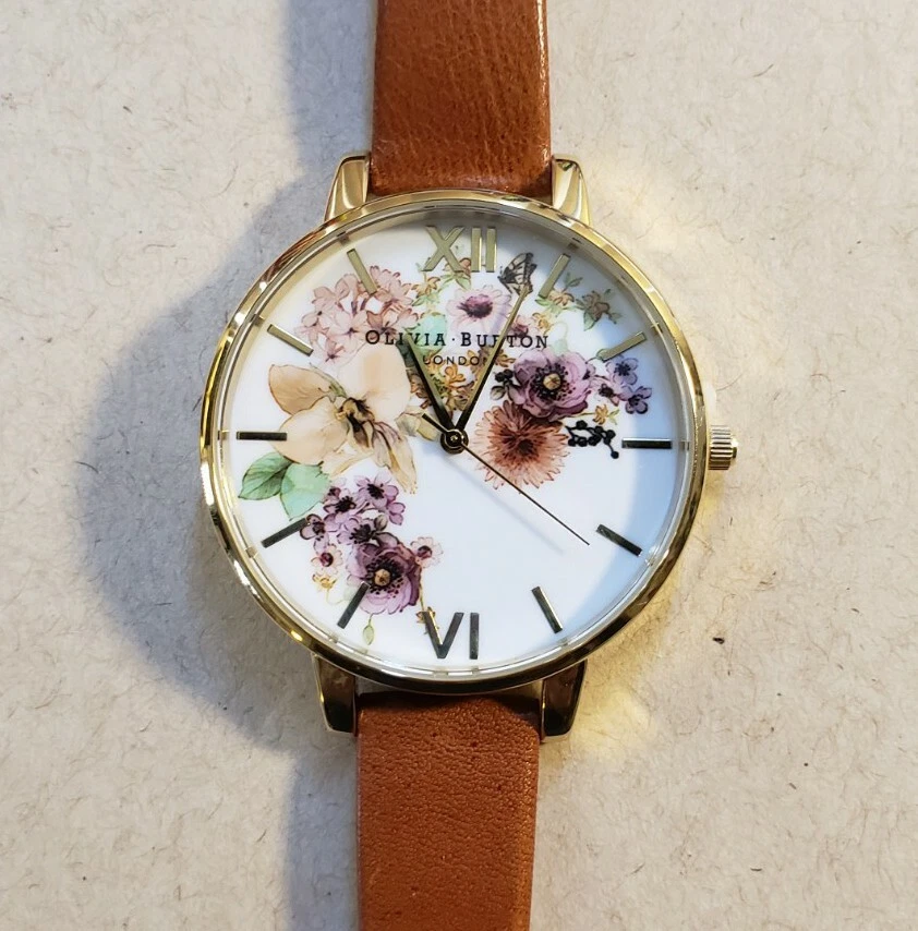 Olivia Burton Flower Show Watch With 38mm White Face with MultiColored Flowers