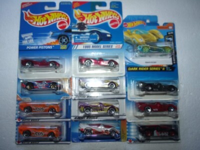 Hot Wheels 1995 New Model Power Pistons lot of 12-1 on S/C & wheel/card var VHTF