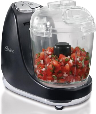 Oster 3-Cup Mini Chopper with Accessories, Black, 7.9x9.1x5.6 Inches