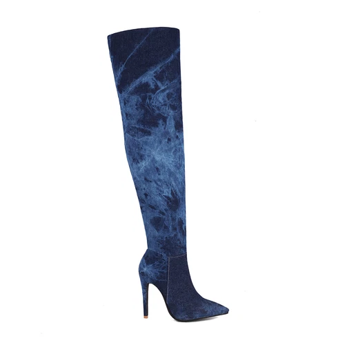 Women Over The Knee Thigh High Boots Pointy Toe High Heels Zip Boots Shoes Size - Bild 27 von 33