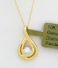 GENUINE DIAMOND PENDANT NECKLACE 10K GOLD - New With Tag