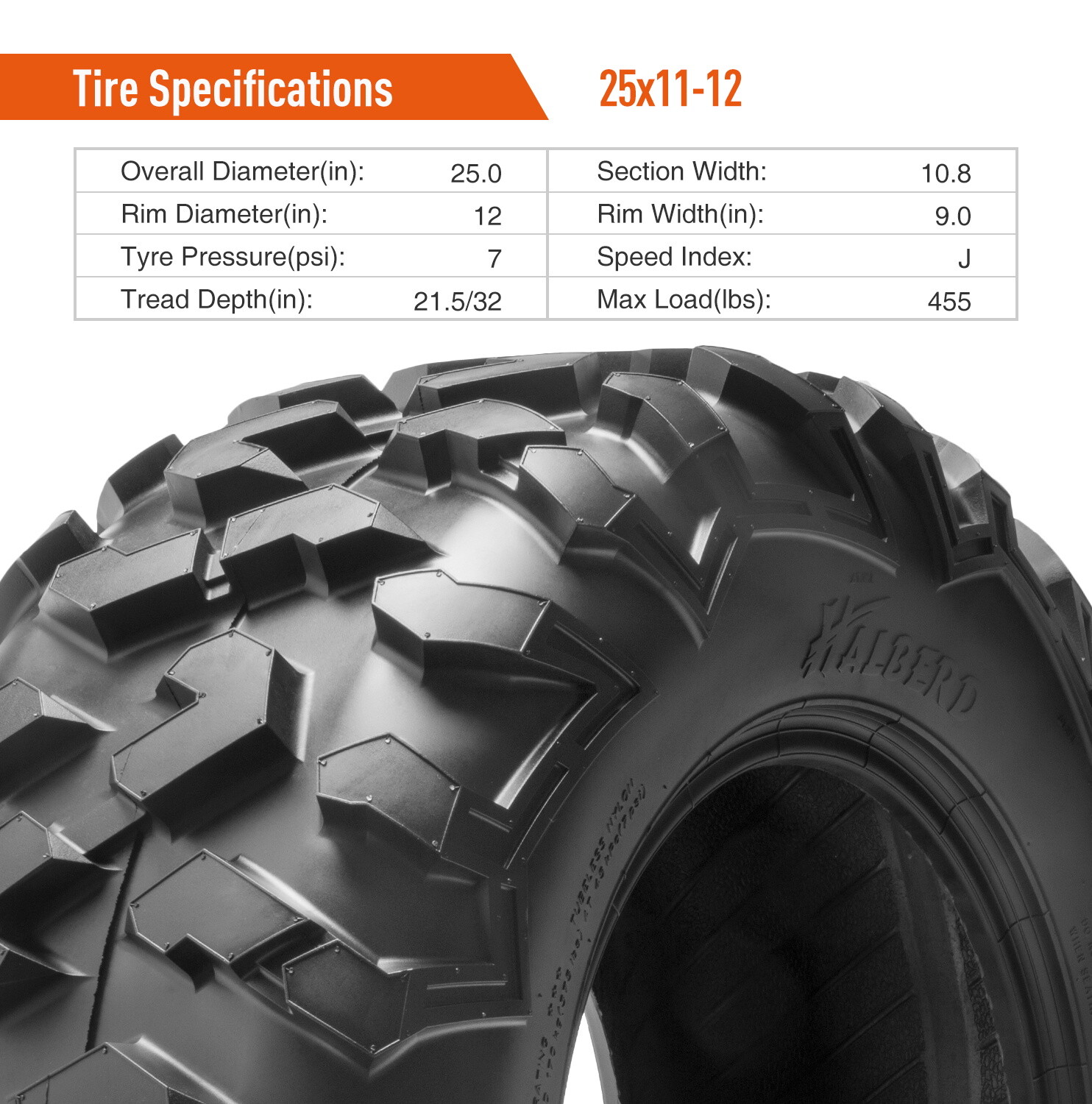 25x1112 ATV Tire 6Ply 25x11x12 UTV Tire 25 11 12 Heavy Duty All Terrain Rear eBay